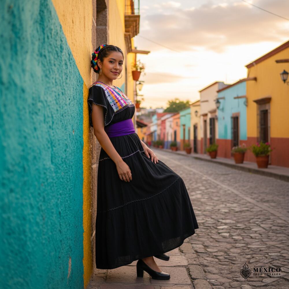 Mexican black tunic dress day of the dead ONE SIZE